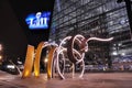 Minnesota Vikings US Bank Stadium in Minneapolis at Night, site of Super Bowl 52 Royalty Free Stock Photo