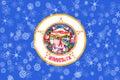 Minnesota winter snowflakes flag background. United States of America