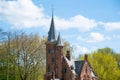 Minnewater castle at the Lake of Love in Bruges, Belgium Royalty Free Stock Photo