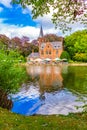 Minnewater Love Lake picturesque castle Bruges Belgium Royalty Free Stock Photo