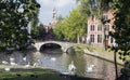 Minnewater lake. It is a canalized lake in Bruges, Belgium Royalty Free Stock Photo
