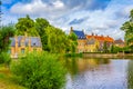 Minnewater Love Lake Sashuis Sluice House in Bruges, Belgium Royalty Free Stock Photo