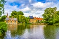 Minnewater Love Lake Sashuis Sluice House in Bruges, Belgium Royalty Free Stock Photo