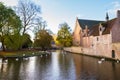 Minnewater pond and Begijnhof, Brugge Royalty Free Stock Photo