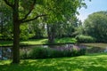 Minnewaterpark in Bruges, Belgium, on a sunny summer day