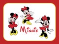 Minnie mouse disney vector set color retro cartoon editorial