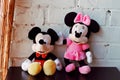 Minnie Mouse and Mickey Mouse plush dressed in pink Royalty Free Stock Photo