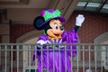 Minnie Mouse waving from the balcony at Walt Disney World Railroad in Halloween season at Magic Kingdom 13 Royalty Free Stock Photo