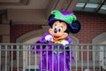 Minnie Mouse waving from the balcony at Walt Disney World Railroad in Halloween season at Magic Kingdom 15 Royalty Free Stock Photo