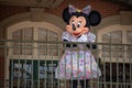 Minnie Mouse waving from the balcony at Walt Disney World Railroad at Magic Kingdom 342 Royalty Free Stock Photo