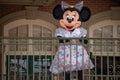 Minnie Mouse waving from the balcony at Walt Disney World Railroad at Magic Kingdom 343 Royalty Free Stock Photo