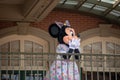 Minnie Mouse waving from the balcony at Walt Disney World Railroad at Magic Kingdom 345 Royalty Free Stock Photo
