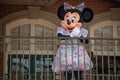 Minnie Mouse waving from the balcony at Walt Disney World Railroad at Magic Kingdom 346 Royalty Free Stock Photo