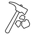 Minning hand hammer icon , outline style