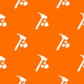 Minning hand hammer pattern vector orange