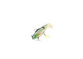 Minnow jig head hard bait lure with under spinner blade, sharp treble hooks, barb J hook isolated on white background