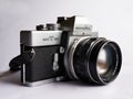 Minolta SR-T 101 with MC Rokkor-PF 1:1.4 f=58mm vintage 35mm analog film camera Royalty Free Stock Photo