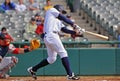 Minor league baseball - batter connects Royalty Free Stock Photo