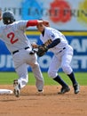 Minor League baseball turning the double play