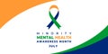 Minority Mental Health Awareness Month. Vector web banner for social media, poster, card, flyer. Text Minority Mental Health