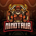 Minotaur esport logo mascot design.