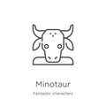 minotaur icon vector from fantastic characters collection. Thin line minotaur outline icon vector illustration. Outline, thin line