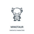 minotaur icon vector from fantastic characters collection. Thin line minotaur outline icon vector illustration