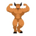 Minotaur isolated. Strong man bull. Mythical powerful monster