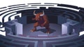 Minotaur in Labyrinth Maze, Mythical Challenge Strategy, vector design Generative AI Royalty Free Stock Photo