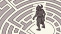 Minotaur in a Labyrinth Maze Vector Illustration, vector design Generative AI Royalty Free Stock Photo
