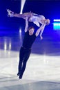 Minsk, Belarus Ã¢â¬â April 9, 2022: Figure Skater Couple of Evgeniya Tarasova and Vladimir Morozov Performs Free Skating Program