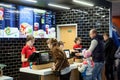 Minsk, Belarus, April 24, 2018: People order food in a McDonald`s Restaurant