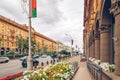 Minsk, Belarus. Downtown of the city. Architecture, traffic, city life