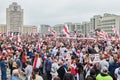 MINSK, BELARUS AUGUST 23, 2020 thousands of people attended a peaceful protest march at Independence square for