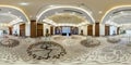 MINSK, BELARUS - AUGUST, 2017: full panorama 360 angle view seamless inside interior of large banquet hall in modern hotel in Royalty Free Stock Photo