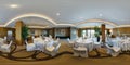 MINSK, BELARUS - AUGUST, 2017: full panorama 360 angle view seamless inside interior of large banquet hall in modern hotel in Royalty Free Stock Photo