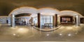 MINSK, BELARUS - AUGUST , 2013: Full spherical 360 degrees seamless panorama in guestroom hall reception of modern luxury hotel Royalty Free Stock Photo