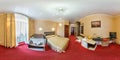 MINSK, BELARUS - AUGUST, 2017: Full spherical seamless hdr panorama 360 degrees angle view in interior bedroom of modern flat