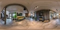 MINSK, BELARUS - AUGUST, 2019: Full spherical seamless hdri panorama 360 degrees angle view interior of guest room in homestead