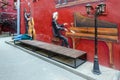 Graffiti on wall of house pianist, violoncellist, Red Yard, Minsk, Belarus