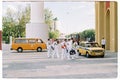 Shooting a movie about the Olympic Games in Moscow in 1980 - man sportsman walking