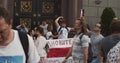 MINSK, BELARUS - AUGUST 16, 2020: Peaceful Protesters Singing Songs At Anti-dictatorship Demonstrations. Belarusians