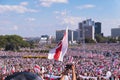 Minsk, Belarus, August 16, 2020: Protests against Lukashenko in Belarus