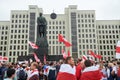 MINSK, BELARUS AUGUST 23, 2020 thousands of people attended a peaceful protest march at Independence square for