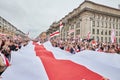 MINSK, BELARUS AUGUST 23, 2020 thousands of people attended a peaceful protest march at Independence square for