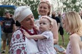 Minsk. Belarus. 08.10.2022. Beautiful smiling women in national Slavic Belarusian ethnic costumes