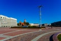 Minsk, Belarus. The central square of Minsk. Peak hour Royalty Free Stock Photo