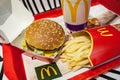 Minsk, Belarus, December 28, 2018: Big Mac hamburger menu in a McDonald`s restaurant. Royalty Free Stock Photo