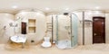 MINSK, BELARUS - DECEMBER 2018: full seamless spherical hdri panorama 360 degrees angle view in interior bathroom restroom in