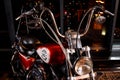 Minsk, Belarus - December 24, 2019: Motorcycle Harley Davidson in dark room